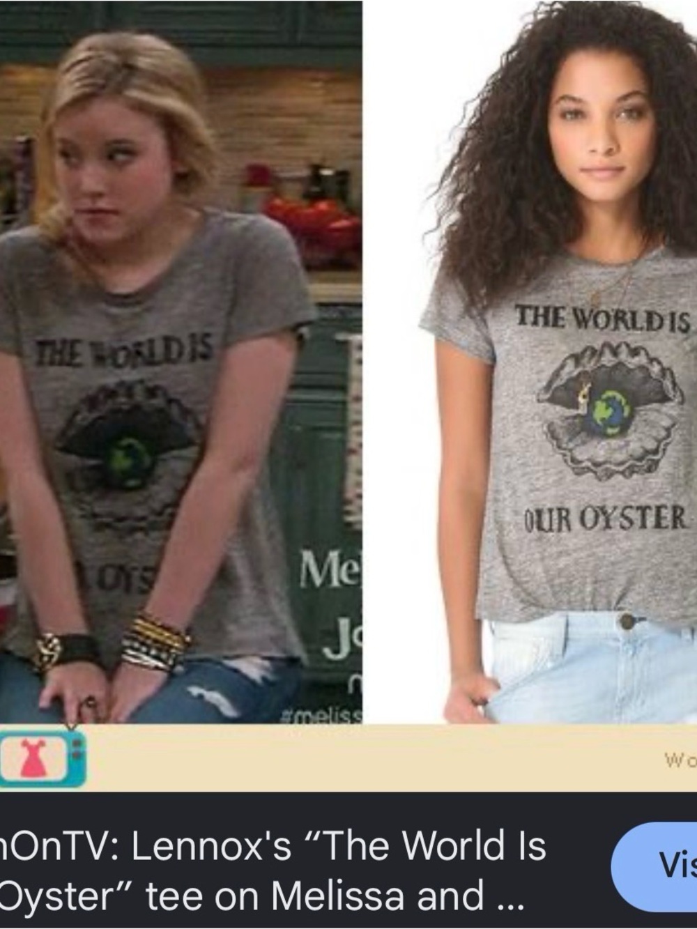 The World Is Our Oyster Graphic Tee Man Repeller. x PJK large euc